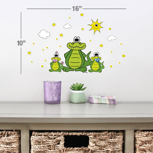 ALLIGATOR WITH BABIES, SUN, CLOUDS AND STARS Wall Stickers