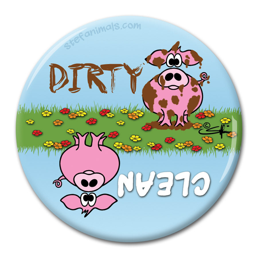 CLEAN DIRTY DISHWASHER MAGNET Cow says Clean Pig Says Dirty Farmhouse –  Laser in the Loft