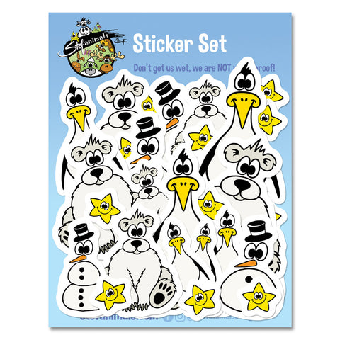 POLAR BEARS, PENGUINS & SNOWMEN Sticker Set