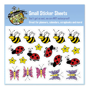 Stefanimals BEES, BUTTERFLIES, LADYBUGS & STARS Small Sticker Sheet