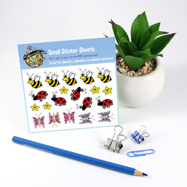 BEES, BUTTERFLIES, LADYBUGS & STARS Small Sticker Sheet