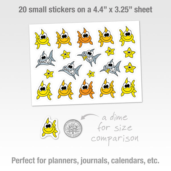 FISH, SHARKS & STARS Small Sticker Sheet