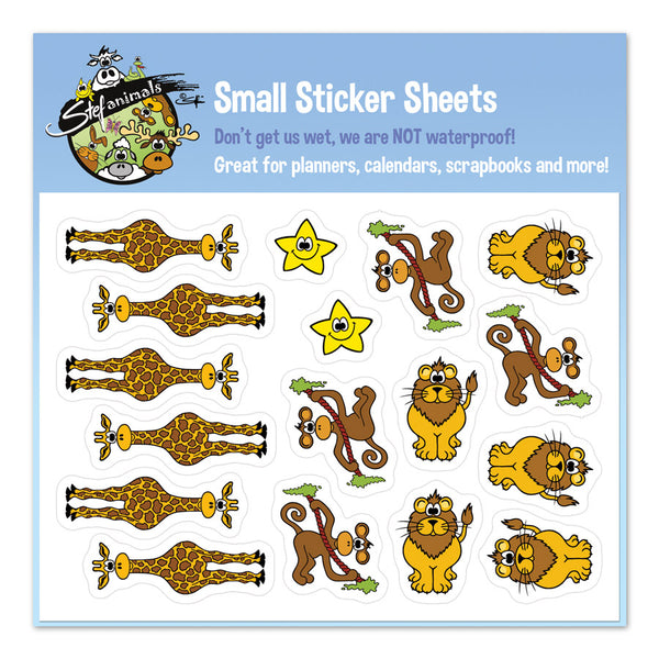GIRAFFES, LIONS & MONKEYS Small Sticker Sheet