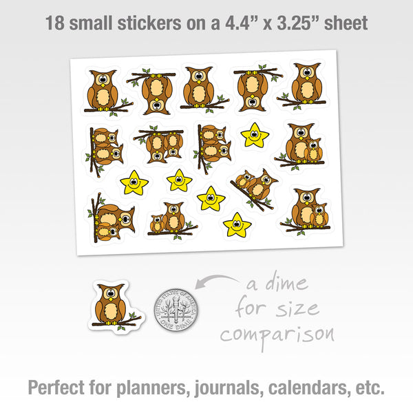 OWLS & STARS Small Sticker Sheet